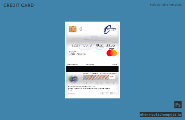 Beispielvorschau der Mastercard-Debitkarte der kanadischen Crawfordtech Bank
